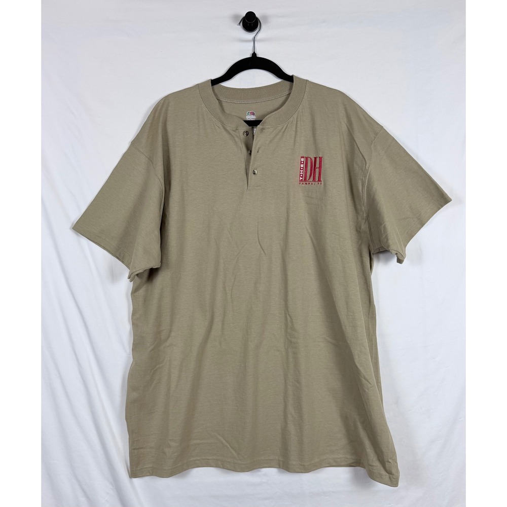 THEE Dollhouse Henley Shirt 2XL Khaki Short Sleeve Casual Basic Gentleman's Club